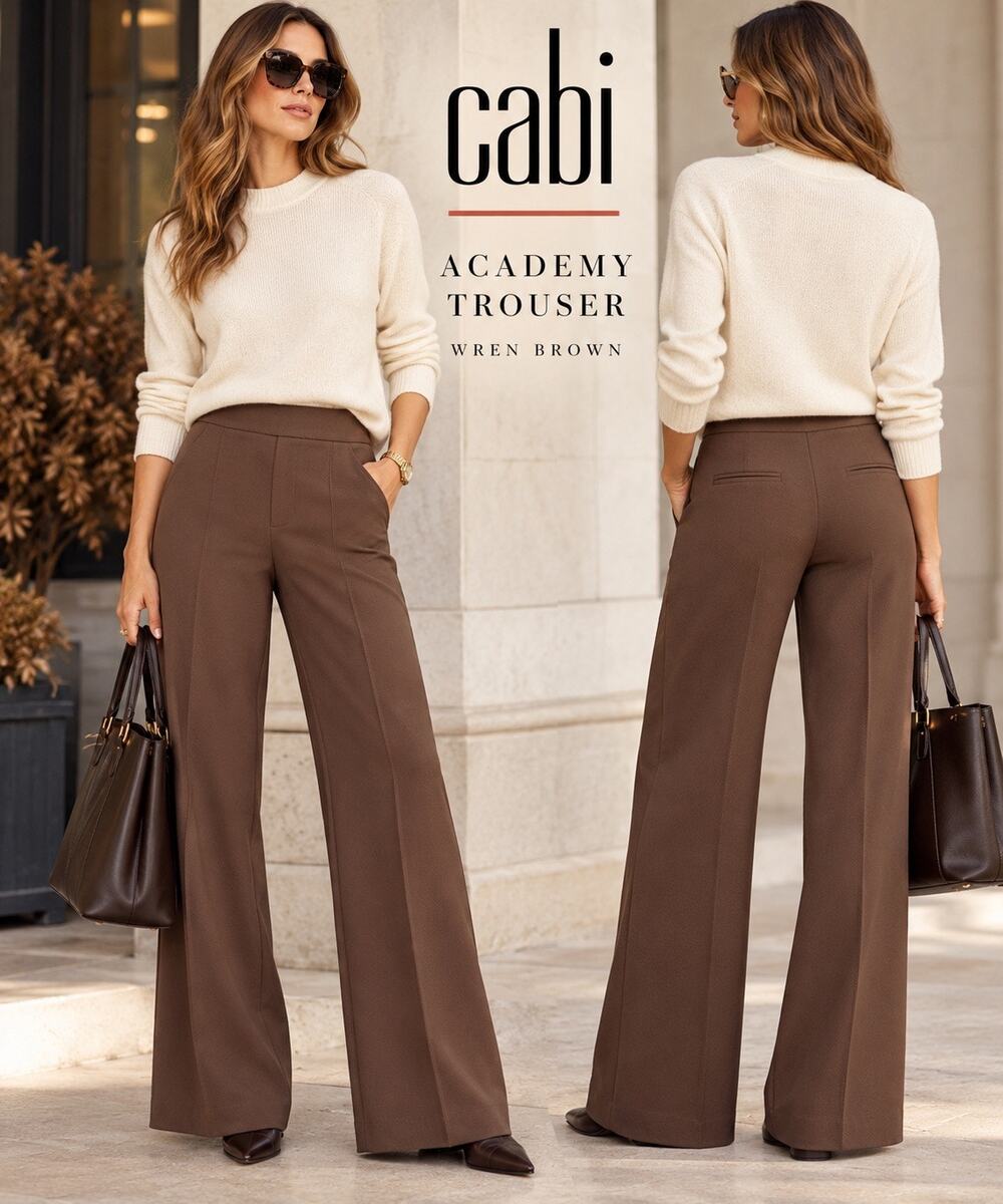 90s Minimalist Heritage Preppy Cabi Academy Trouser Wren Brown Wide Leg Pants 6